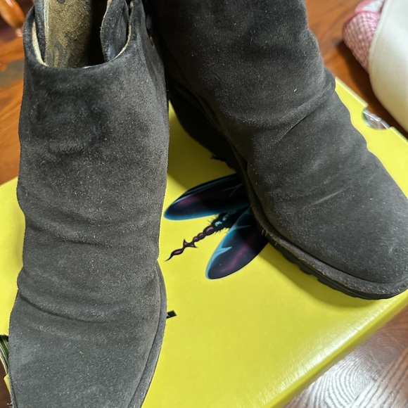Dark grey Fly London suede booties - Picture 3 of 5